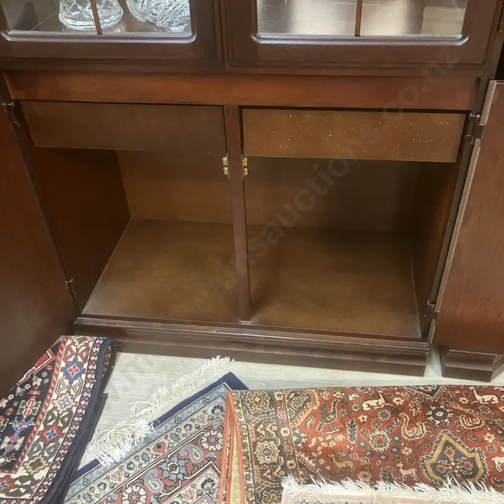 Mahogany 4 Door Display Cabinet With Astragal Doors. Mirror Backed, Adjustable Glass Shelves. H200 W81 D42cm Image 1++