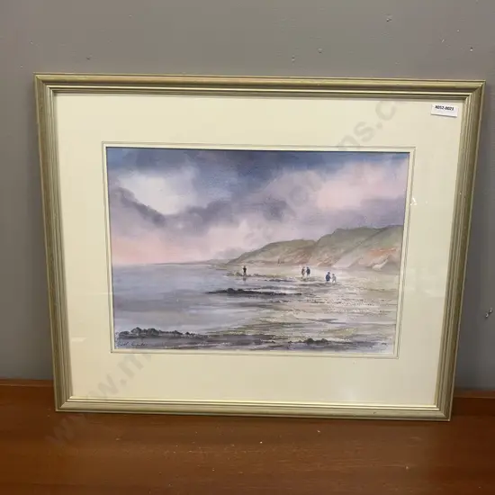 Carol Carpenter Original Watercolour - Coastal Scene With People. Signed. 43 x 52cm