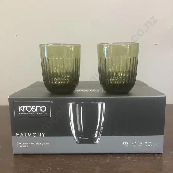 Krosno Harmony Tumblers - Green Colour, Boxed Set of Six, 430mls