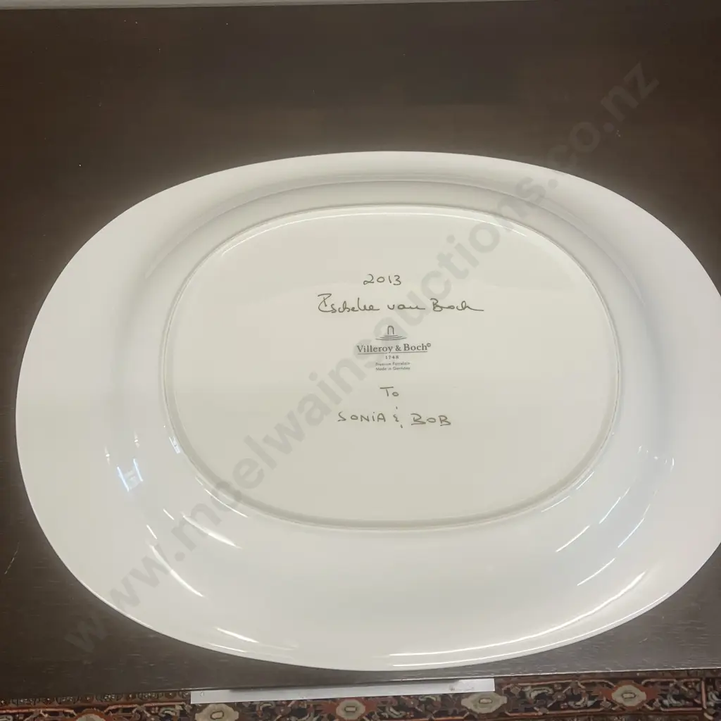 Signed Villeroy & Boch Green Garland Oval Platter. 42 x 31.5cm Image 1++