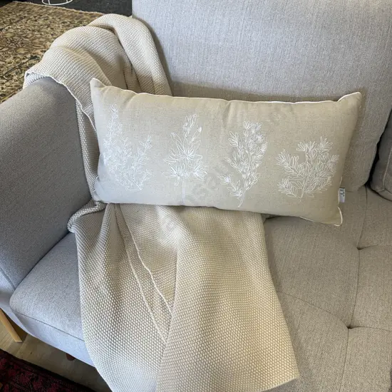 Freedom Cream Knitted Throw & Designer Rectangular Cushion