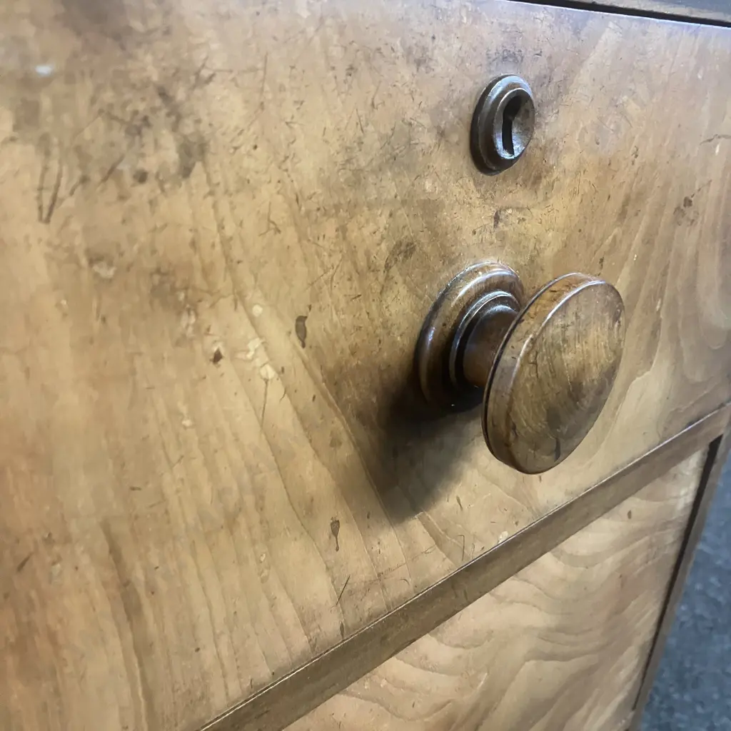 Victorian Burr Walnut Chest of 5 Drawers. H111 W116 D57cm Image 1++