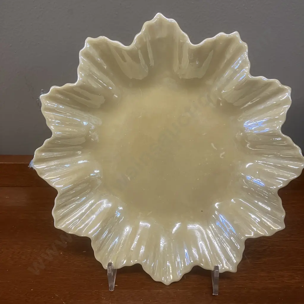 Three Belleek Ivory & Yellow Pieces - Green Back Stamp, Made In Ireland Image 1++