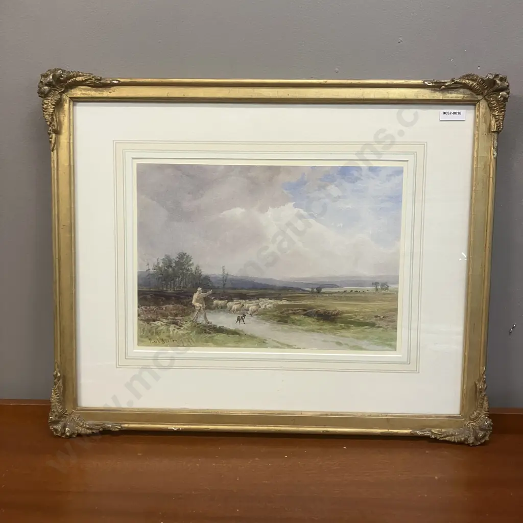 Paul Bertram 1907 Original Watercolour - Shepherd And Flock In Coastal Landscape. Signed & Dated '97. 44.5 x 55.5cm Image 1++
