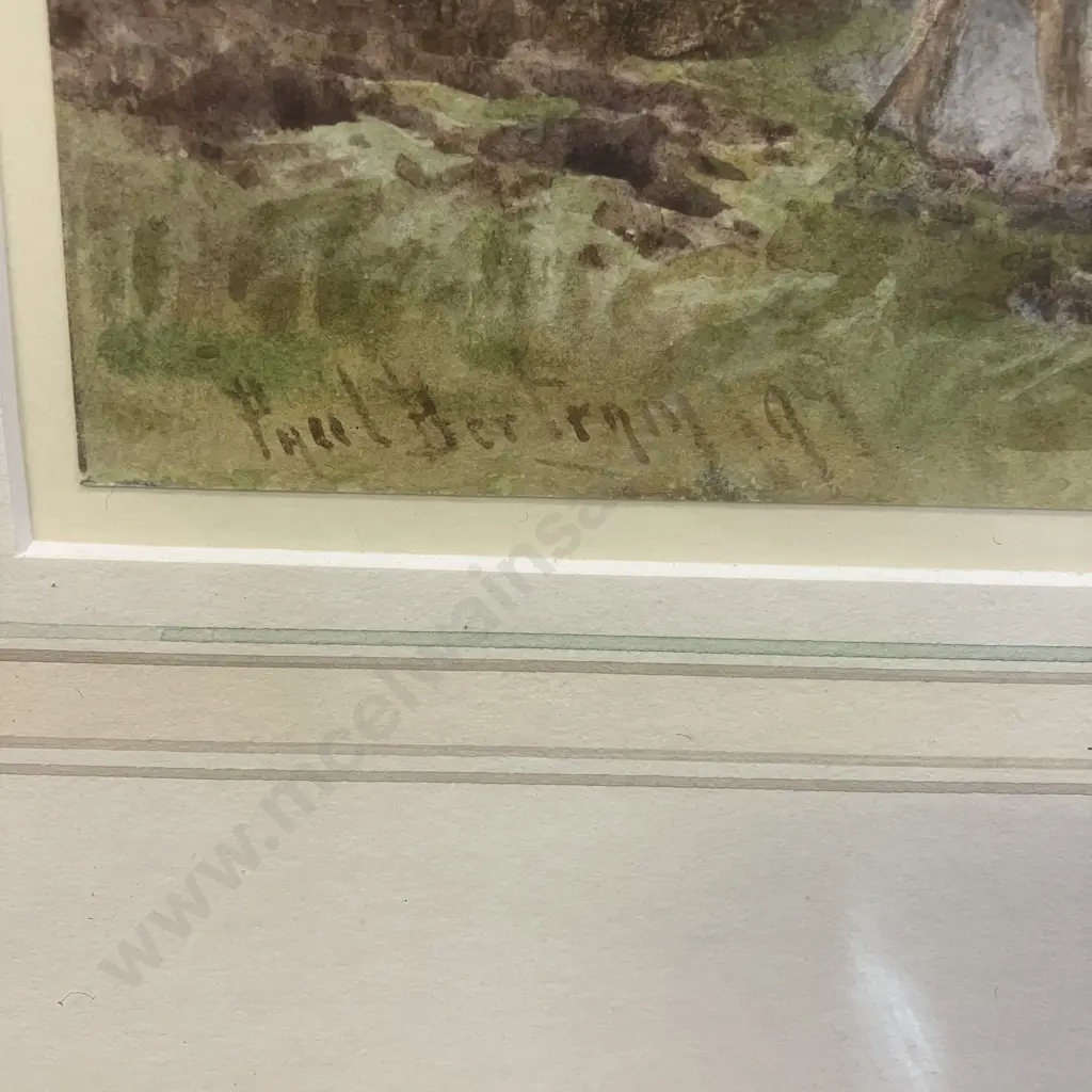 Paul Bertram 1907 Original Watercolour - Shepherd And Flock In Coastal Landscape. Signed & Dated '97. 44.5 x 55.5cm Image 1++