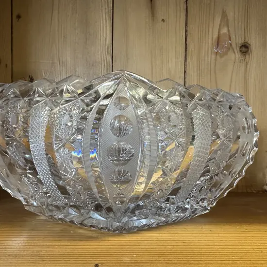 Stunning Vintage Cut Crystal Fruit Bowl H13.5,W30cm.