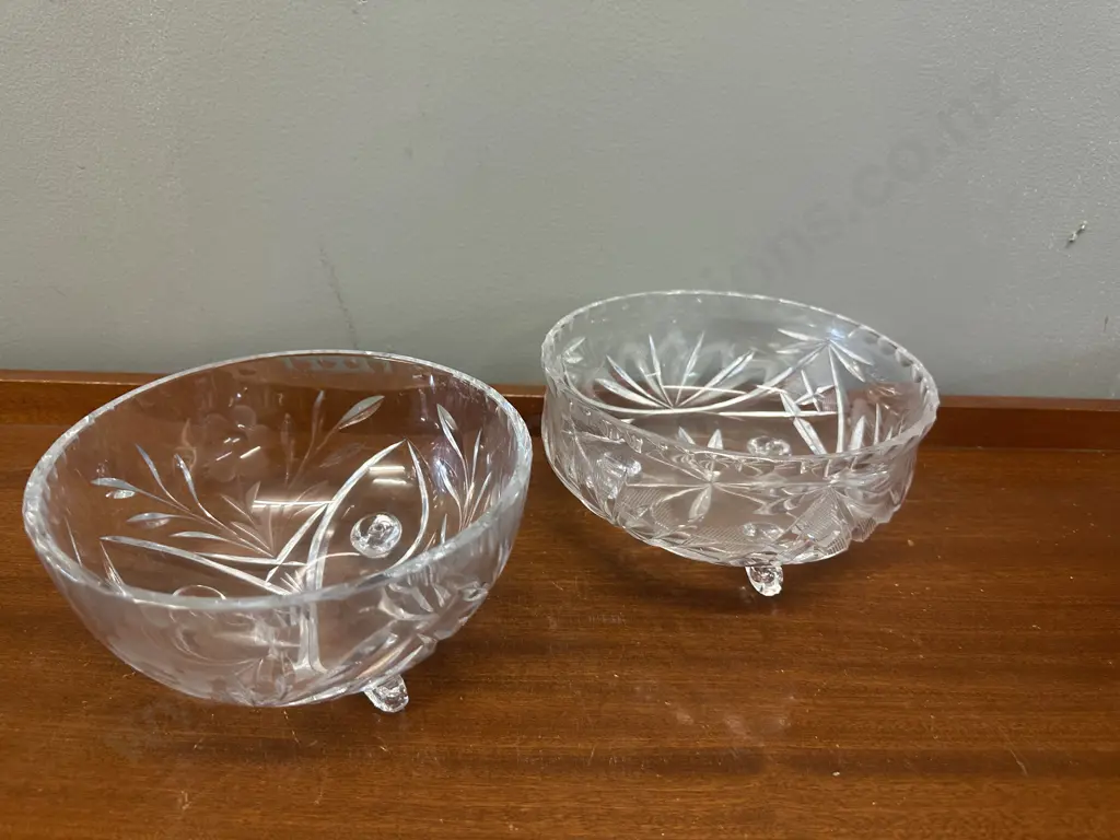 Vintage Crystal Tri Footed Bowls  Image 1++