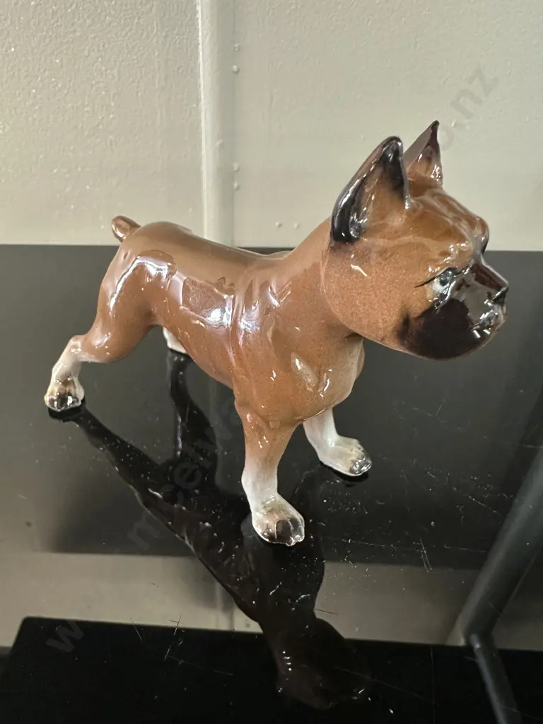 Mid Century Ceramic Boxer Dog Figurine H9,W11cm. Image 1++