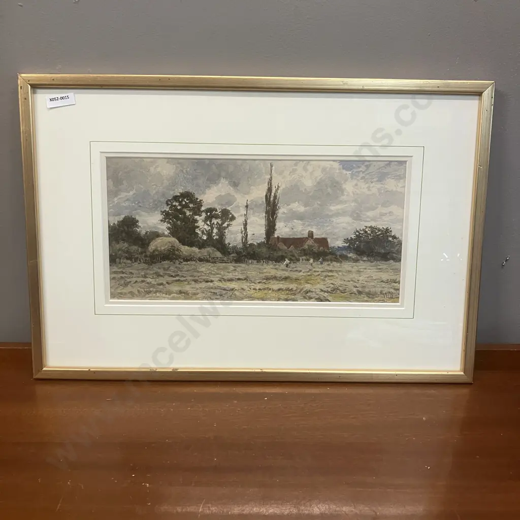 William Parkes Bonnington Original Watercolour - Figures In The Fields. Signed. 34.5 x 52cm Image 1++