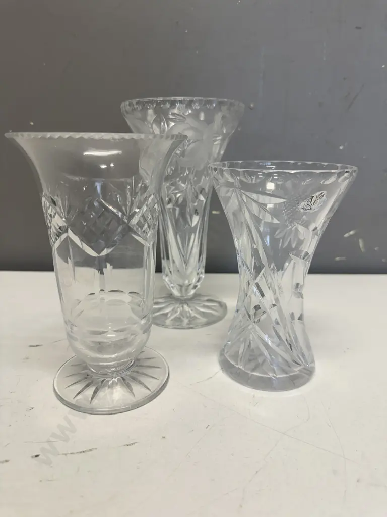 Vintage Crystal Vases x3 Image 1++