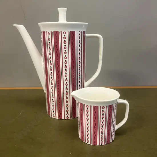 Mid Century Modern Villeroy & Boch "Festival" Coffee Pot With Lid & Creamer