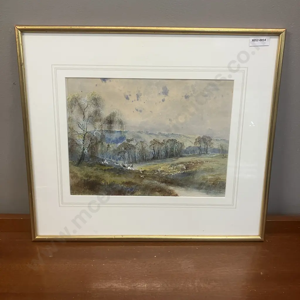 Arthur Willet Original Watercolour - Fox Hunting. Signed. 36 x 41.5cm Image 1++