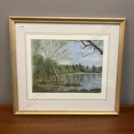 Hilary McLaren 2007 Original Artwork - The Moat, Elstead. Surrey UK (From a Photograph by D.Pearce). Signed. 40 x 45cm