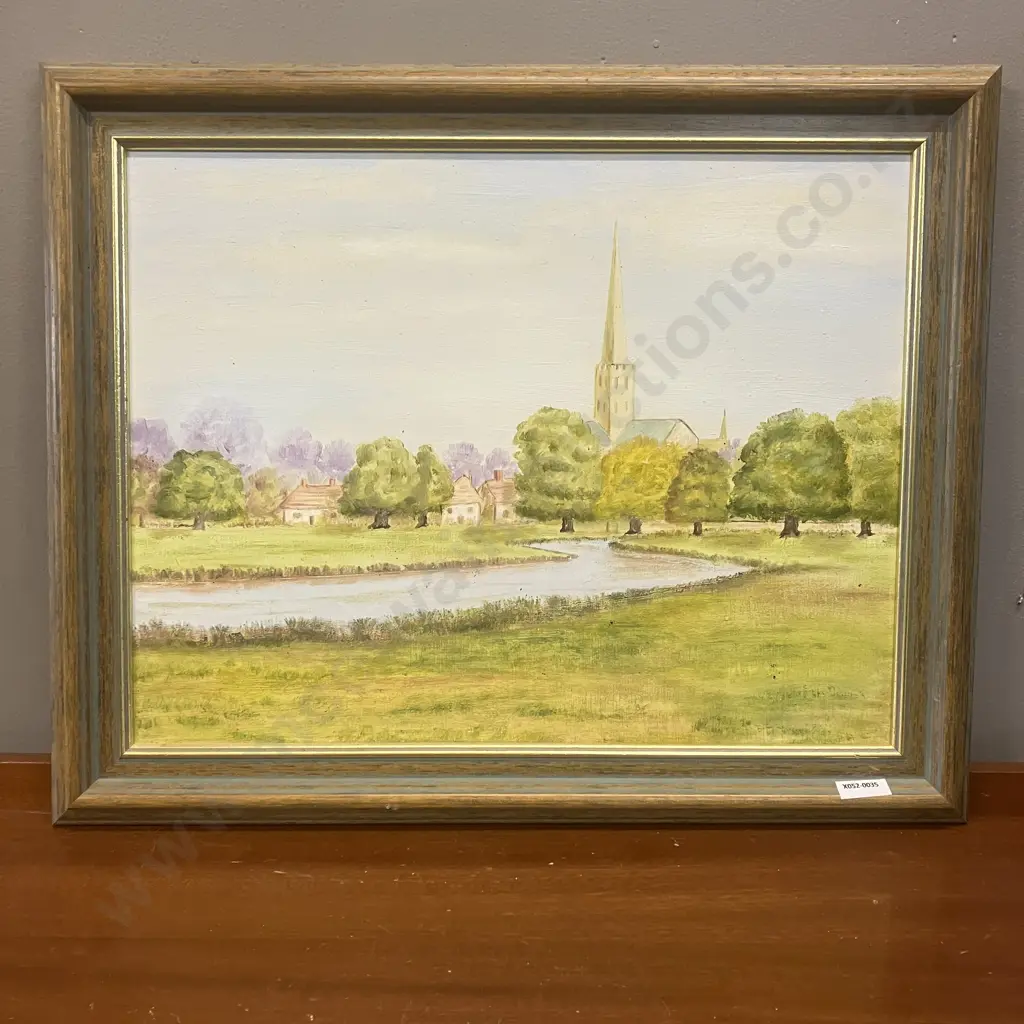 View Of Salisbury Cathedral Original Framed Artwork. 44 x 54.5cm Image 1++
