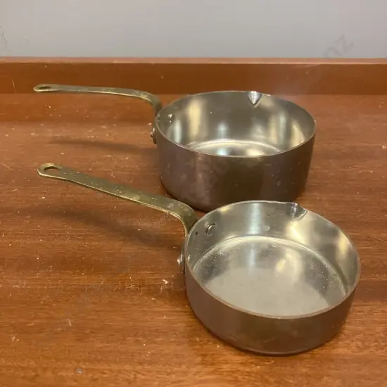 Vintage Pair of Copper Measuring Cups with Brass Handles - 1 Cup & 1/2 Cup
