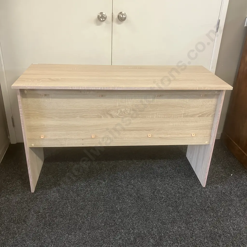Oak Effect 3 Drawer Desk With Key. H76 W120 D50cm Image 1++