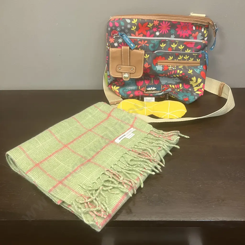 Johnsons (Scotland) Cashmere Scarf, Lily Bloom Handbag, Kiwi Wheatbags Wheatbag Image 1++