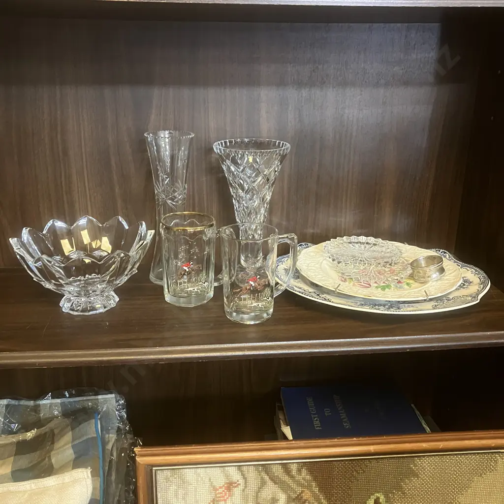 Crystal, Vintage Glasses, Lotus Bowl,  Antique Plates Etc Image 1++