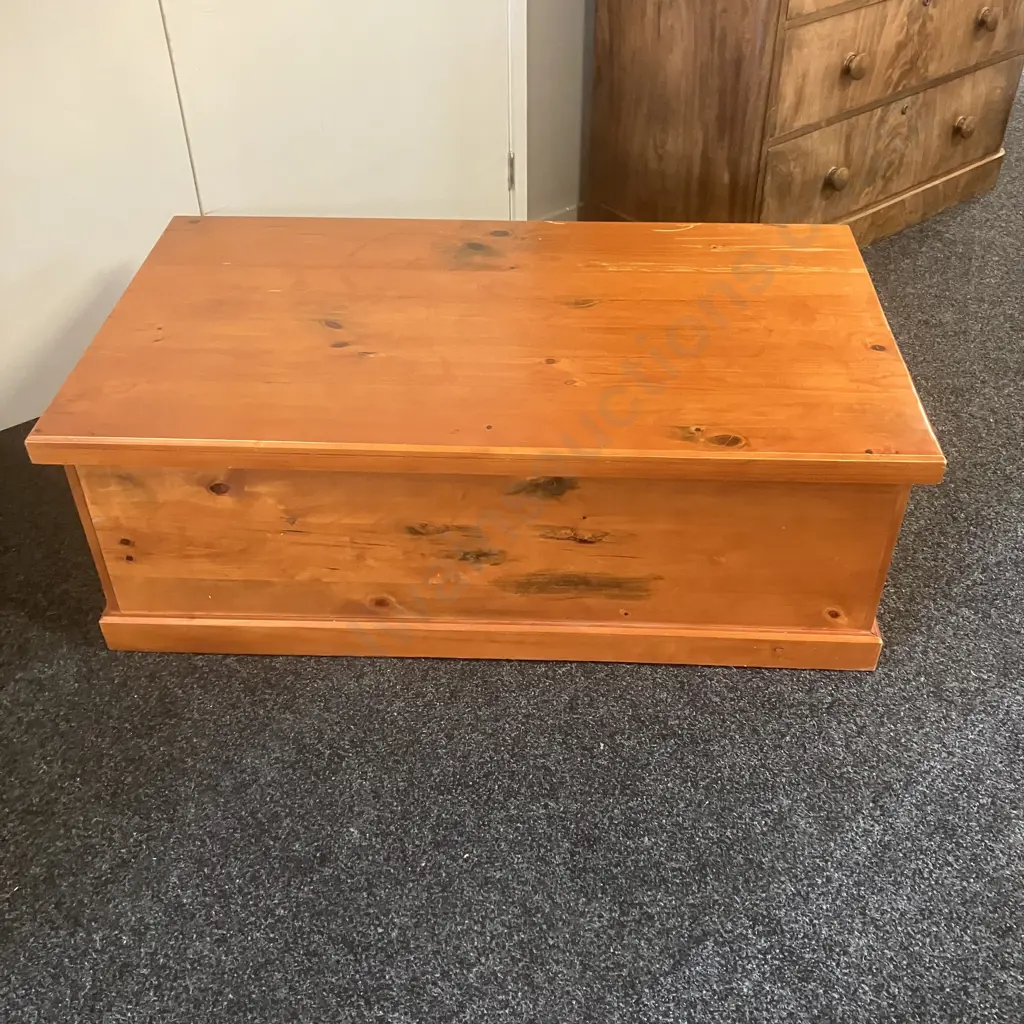 Recycled Pine Rectangular Coffee Table, 2 Drawers With Curved Steel Handles. H44 W126.5 D73cm Image 1++