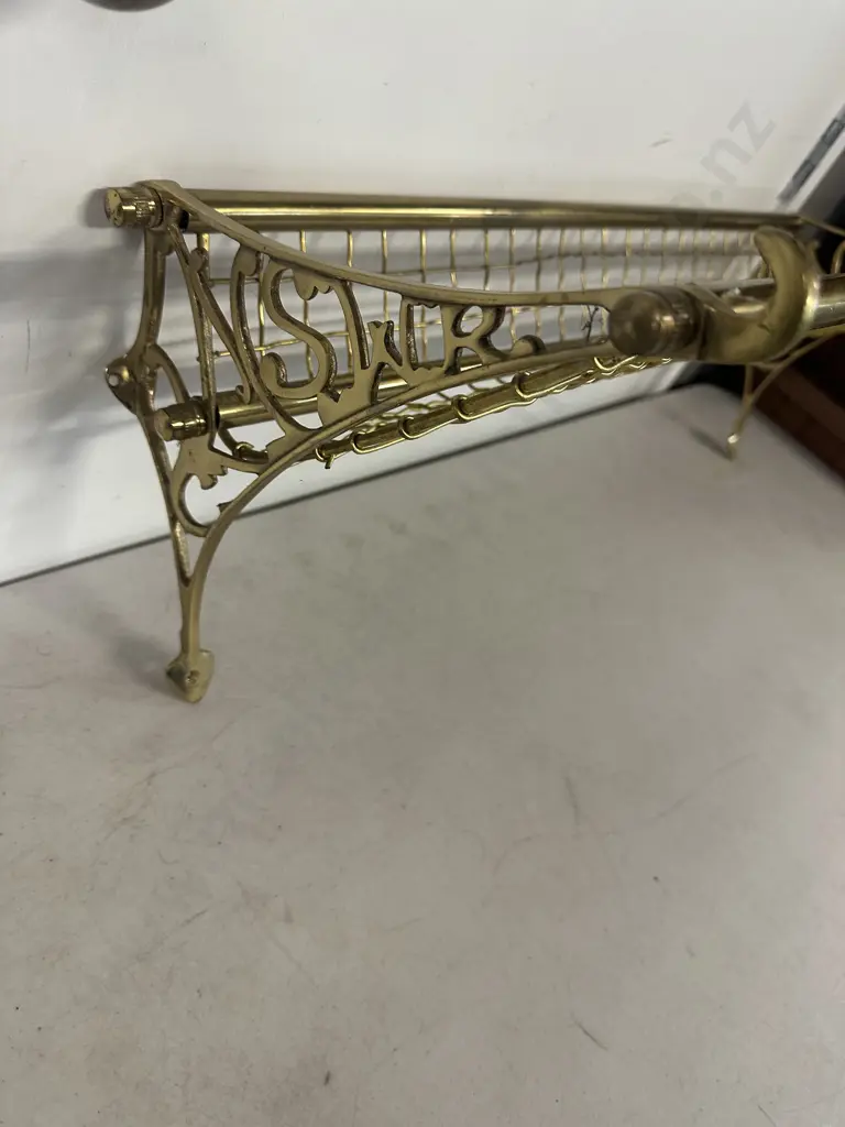 Brass Wall Hung Shelf Mesh Ornate Detail W73,D31cm. Image 1++