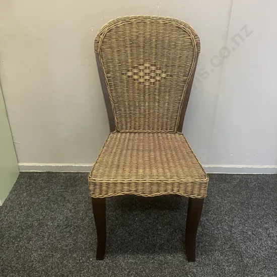 Vintage Rattan Wicker Highback Dining Chair (Back Loose)