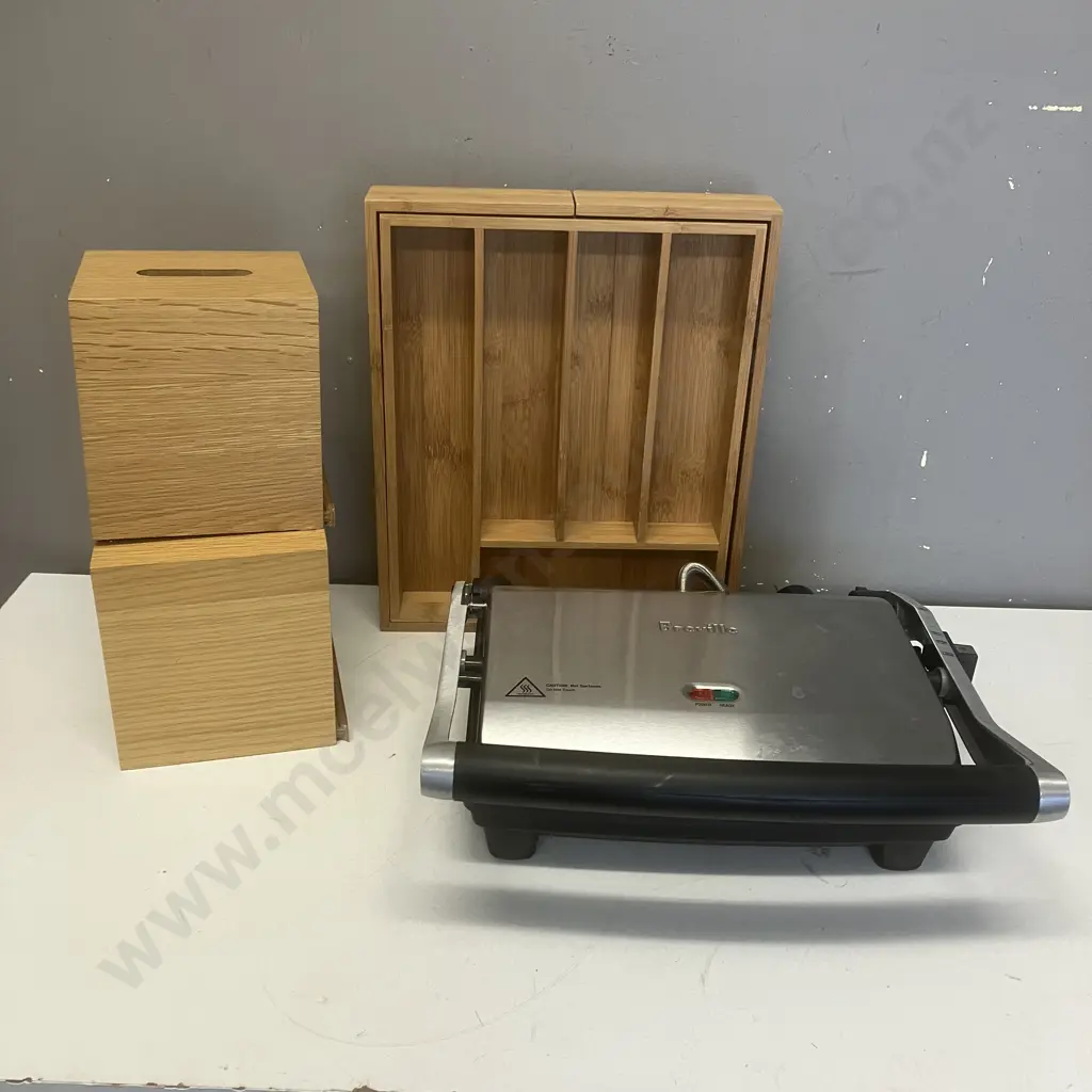 Breville Food Press (Looks Unused) Citta Wooden Tissue Box Covers & Wooden Cutlery Drawer Sorter Image 1++
