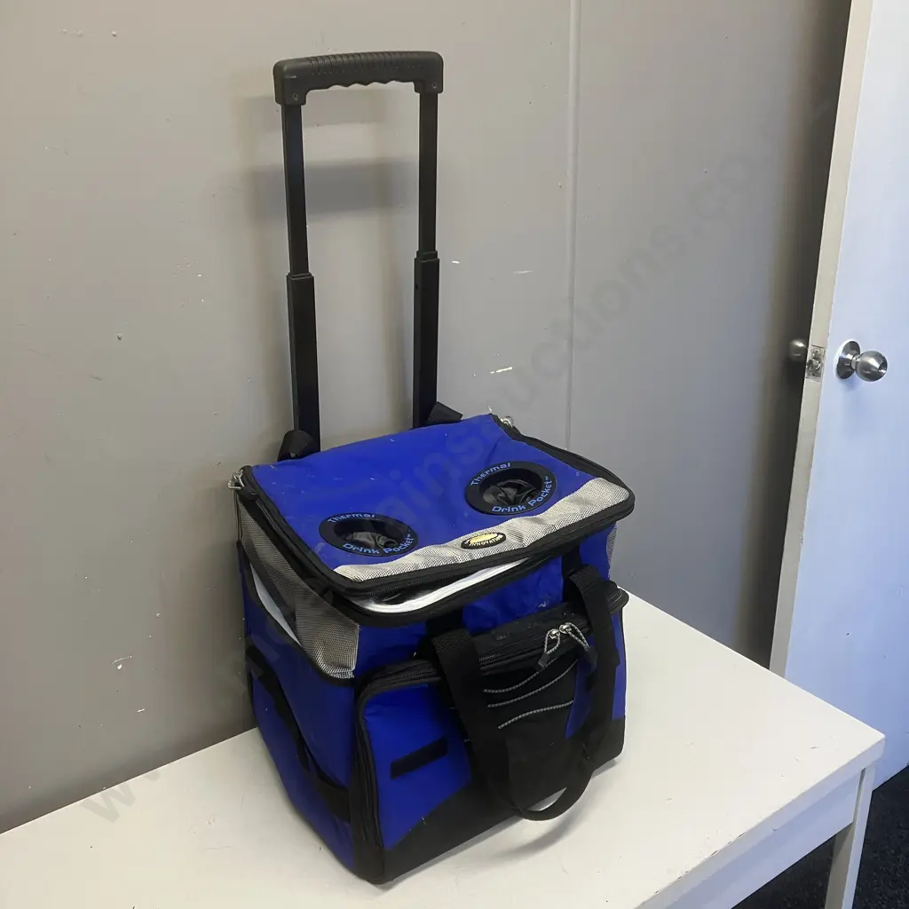Insulated Rolling Travel Cooler With Cup Holders Image 1++