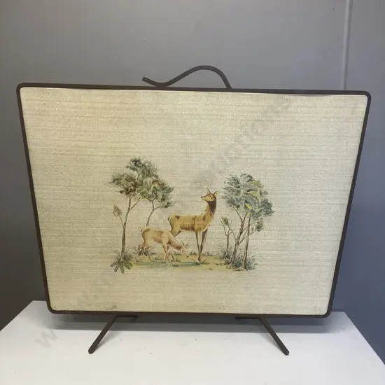 Mid-Century Modern Decorative Fireplace Screen With Deer. 72 x 90.5cm