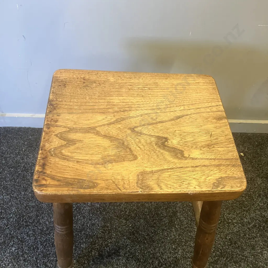 Antique Farmhouse Kitchen Stool. H46 W36 D33cm Image 1++