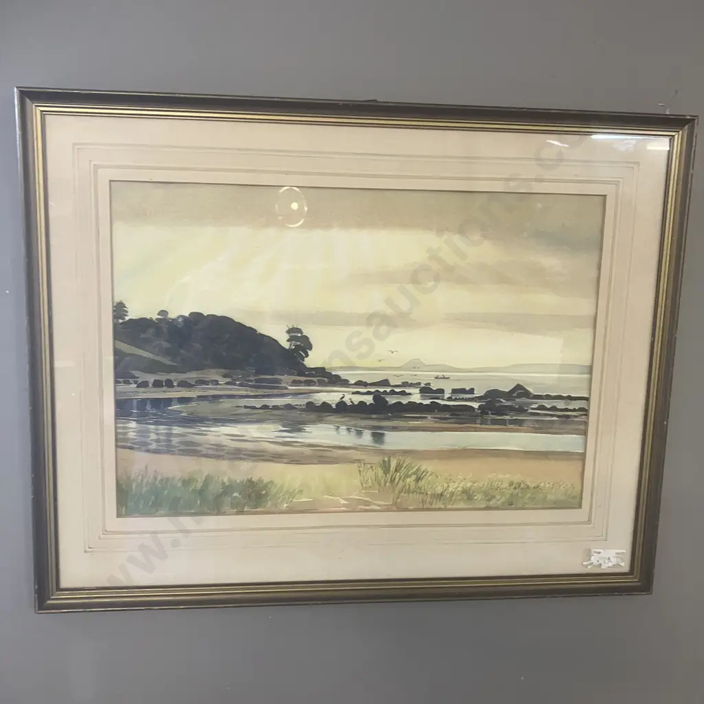 Cyril Whiteoak (1920 - 2009) 'Sunset North from Cable Bay' Signed Watercolour. Framed 55 x 70cm Image 1++