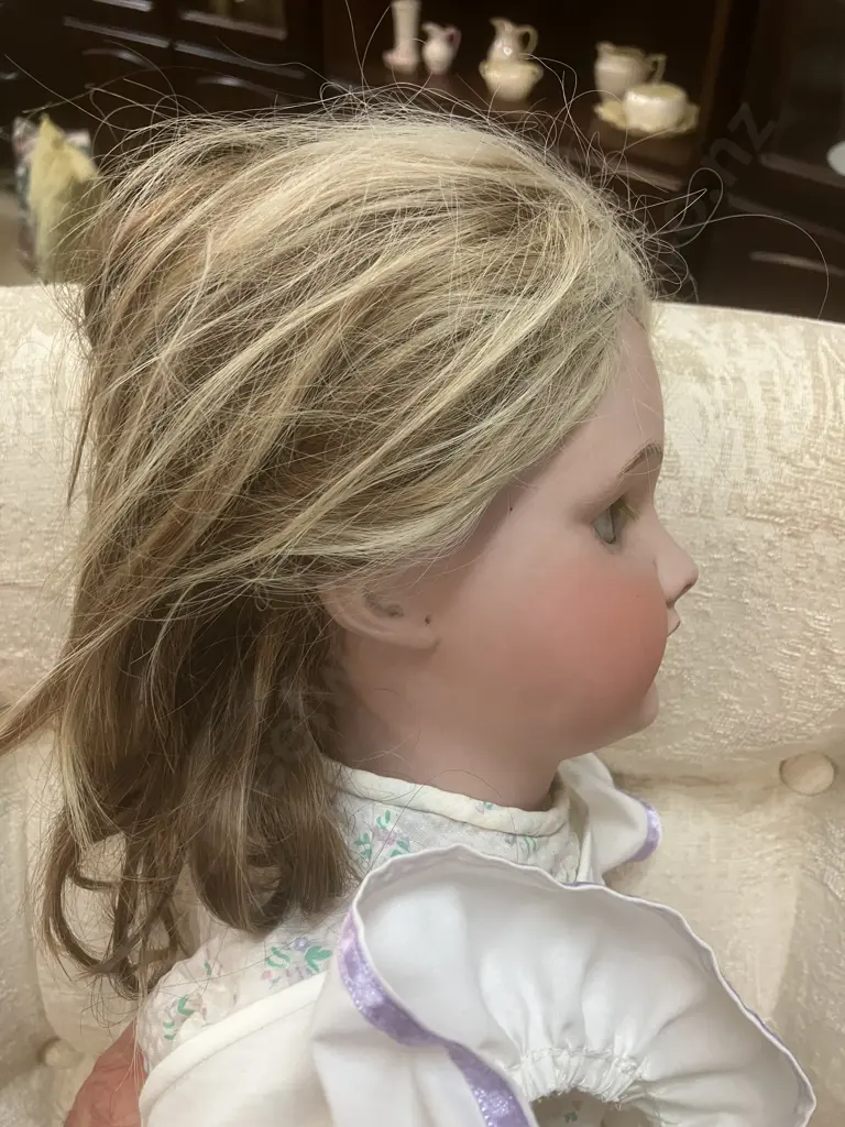 Antique French Bisque Head Doll, SFBJ 301 Paris (1910 - 1920s), Opening Eyes. With Clothes. L72cm Image 1++
