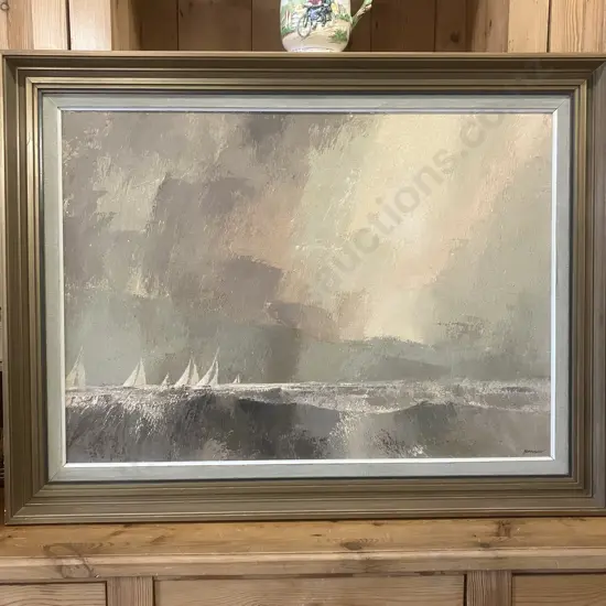 Rodger Harrison "Storm Light Wellington Harbour" 1968? Signed Original. 78 x 101cm