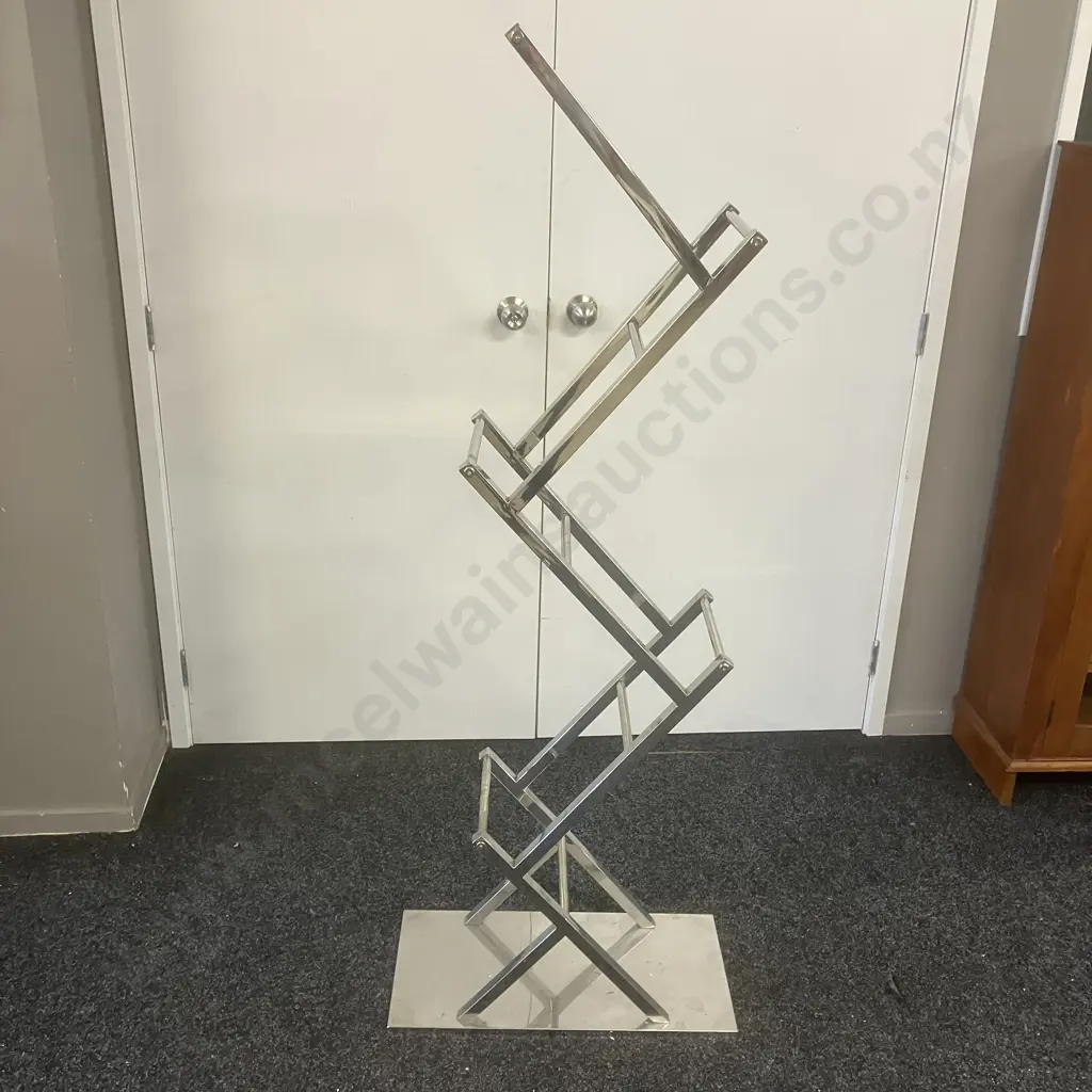 Chrome Zig-Zag Bookshelf / Towel Rack. H158 W60 D30cm Image 1++
