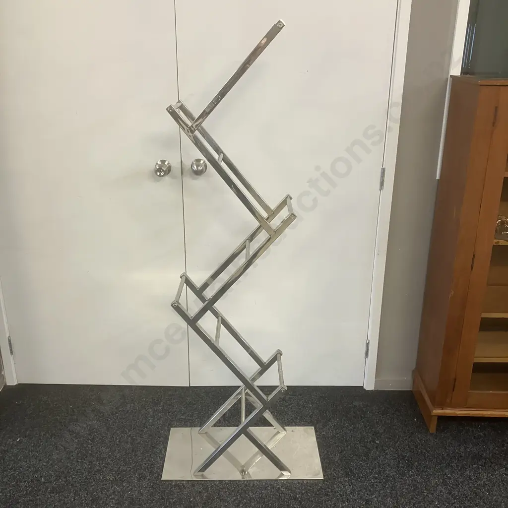 Chrome Zig-Zag Bookshelf / Towel Rack. H158 W60 D30cm Image 1++