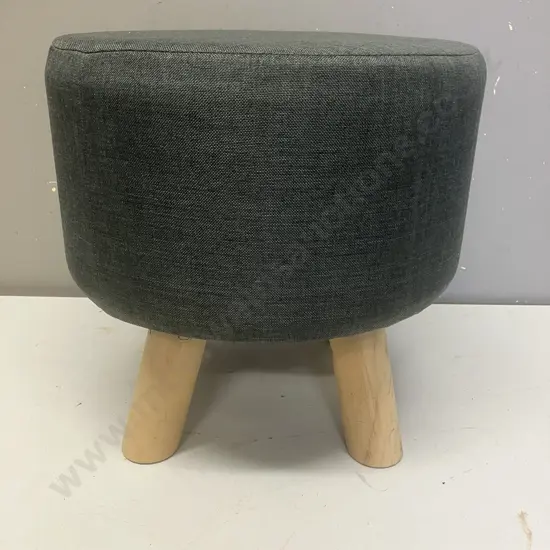 Grey Upholstered 4 Leg Footstool. 34 x 34cm