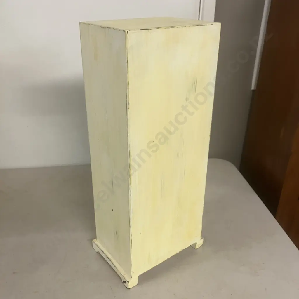 Three Drawer Photo Storage Cabinet, Shabby Chic Pale Yellow. H54.5 W21.5 D15.5cm Image 1++
