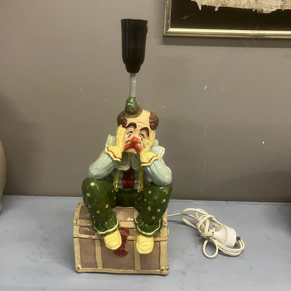 Vintage Sad Clown Table Lamp. H40cm Image 1++
