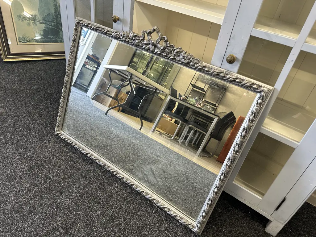 Ornate Silver Coloured Rectangular Mirror Image 1++