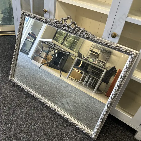 Ornate Silver Coloured Rectangular Mirror