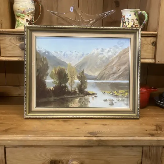 N N Glass 'Autumn Peace' Lake Rotoiti - Nelson '89 Framed Oil Painting, Signed. 38 x 48cm