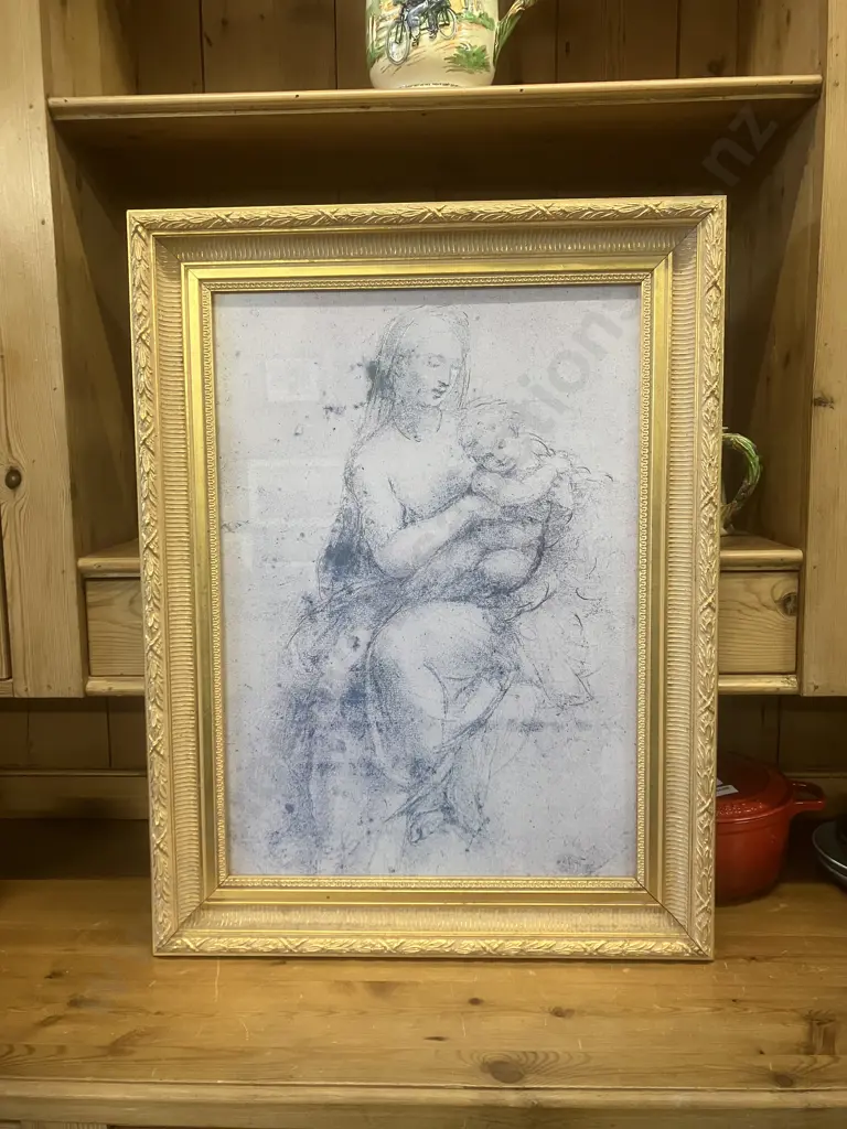 Raphael's Madonna & Child Art Print In Ornate Gilt Frame. 67.5 x 51.5cm Image 1++