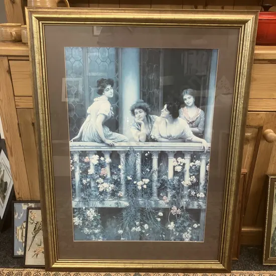 Eugene De Blaas The Balcony (1911) Glazed Framed Art Print. 105.5 x 80cm