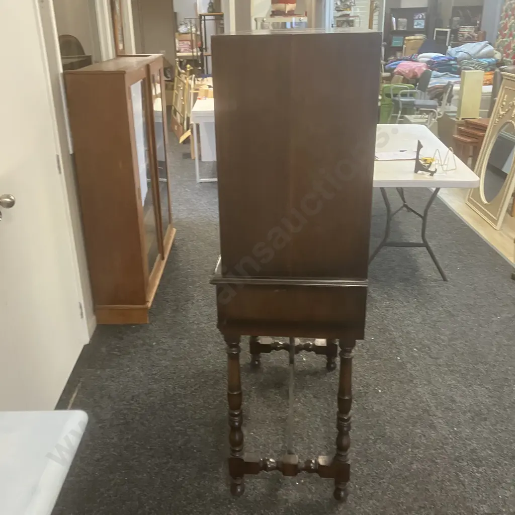 Jacobean Revival 2 Door Cabinet With Key, Glass Display Section, Single Drawer. H160 W88 D43cm Image 1++
