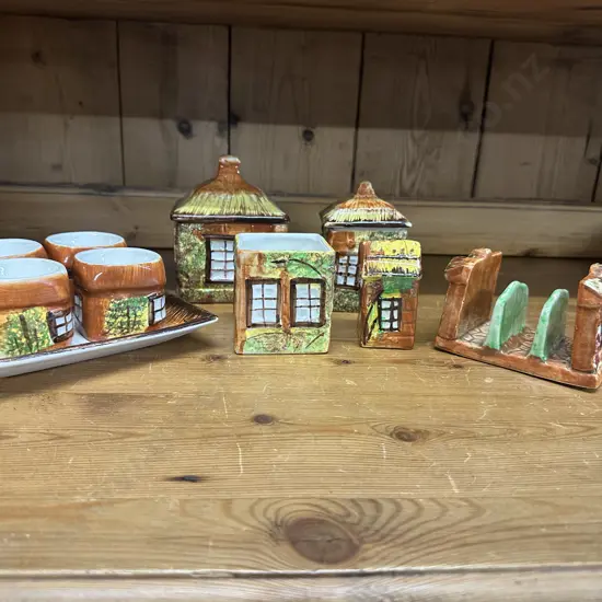 Selection Of Vintage Price Kensington 'Ye Olde Cottage' Egg Cups With Under Plate, Lidded Dishes Etc