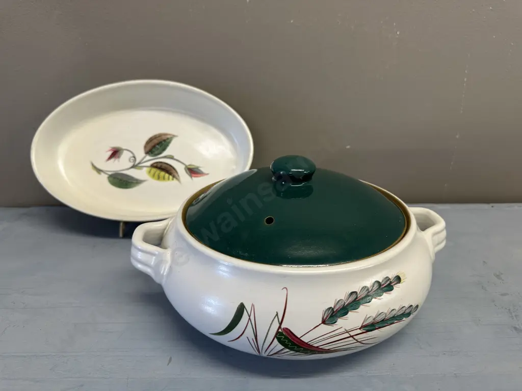 Denby Stoneware Lidded Casserole Dish & Oval Serving Dish Image 1++
