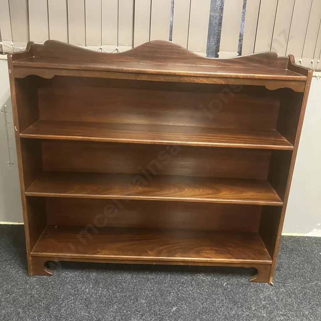 Mahogany Bookcase, 4 Shelves, Curved Top. H114 W122 D27cm Image 1++