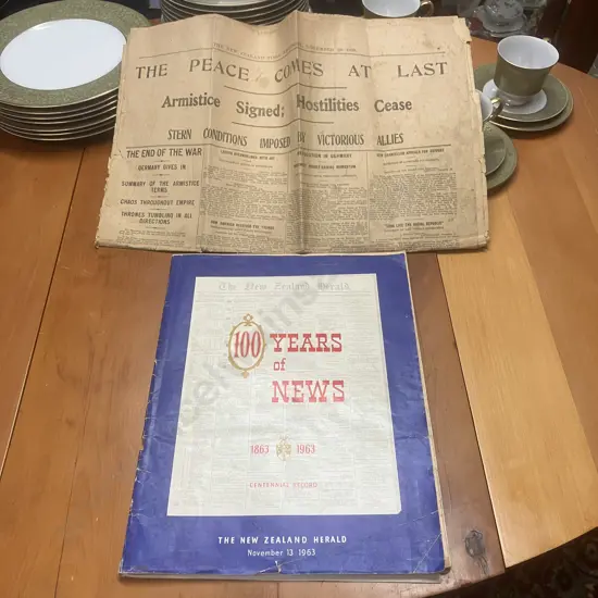 OLD NEWSPAPER: The New Zealand Times, Wed, Nov 13.1918 "Armistice Signed; Hostilities Cease"