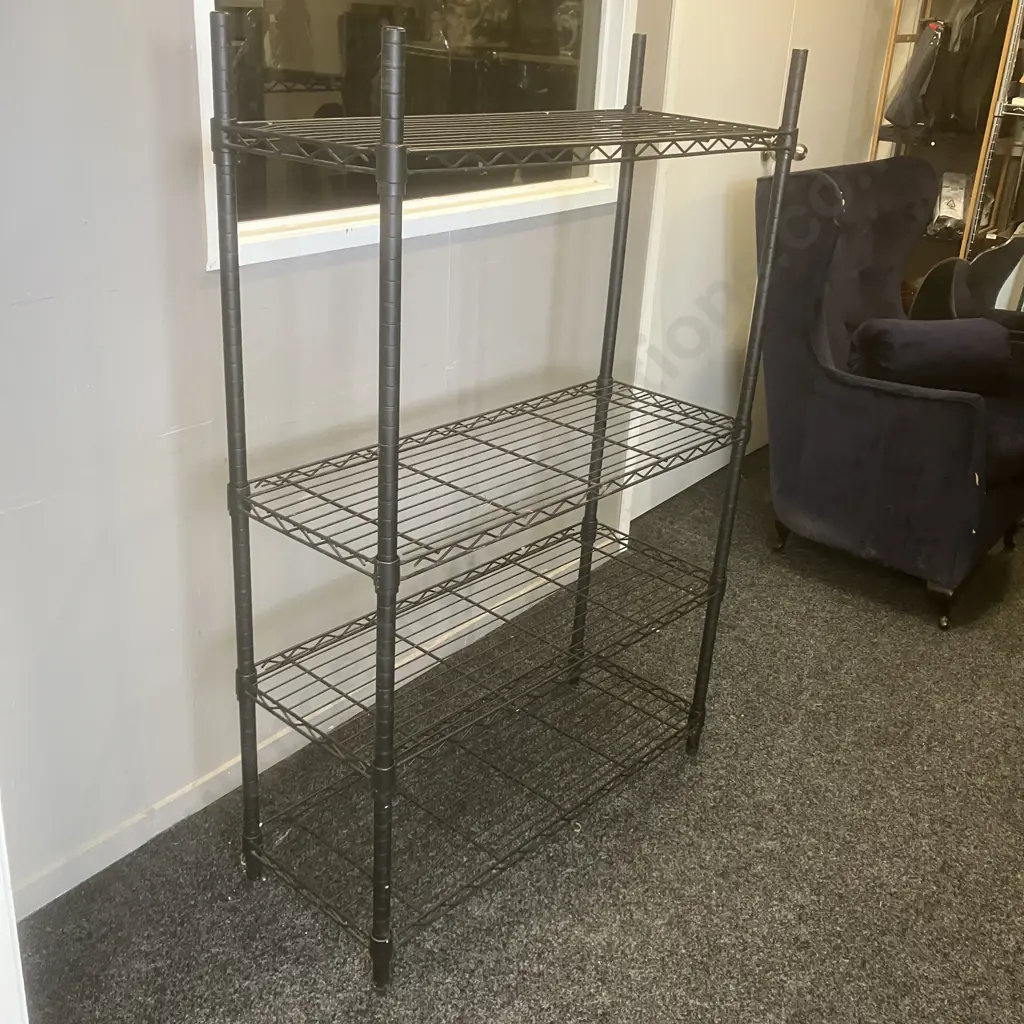 Black Steel Shelf  With 4 Adjustable Shelves. H138 W91 D35cm Image 1++