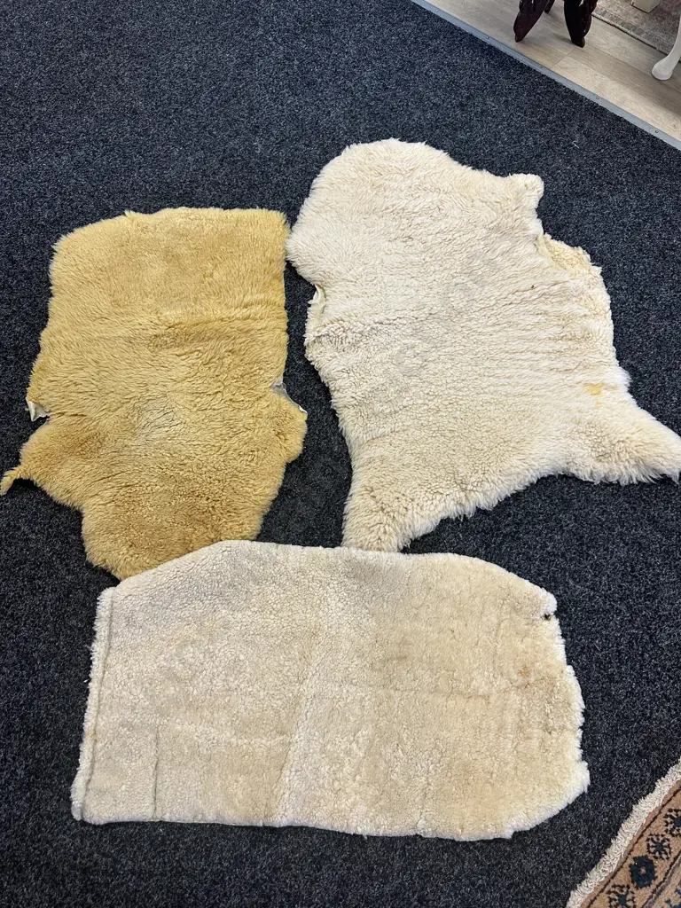 Sheepskin Floor Rug H90,W62cm & Smaller Pieces Of Shhepskin  Image 1++