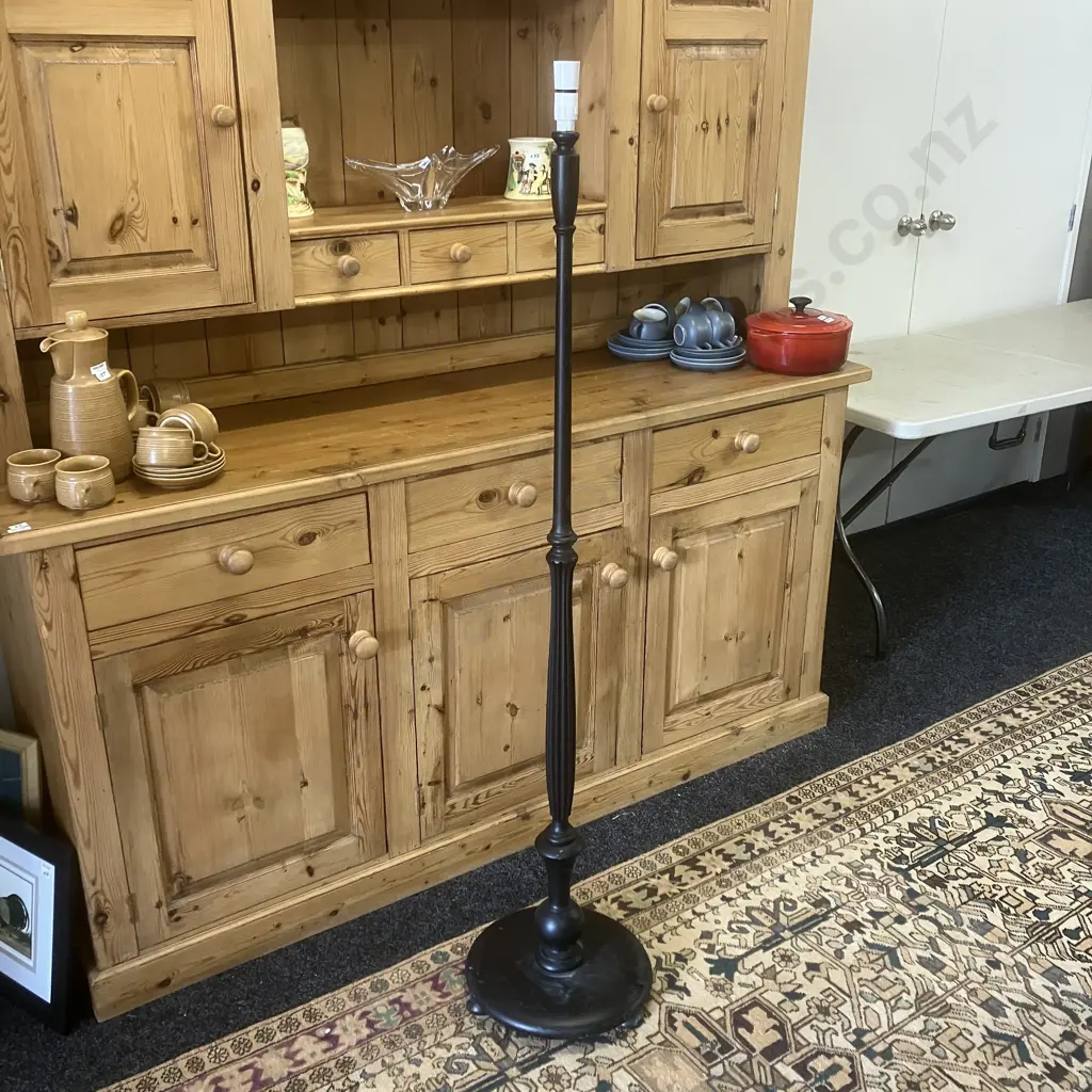 Wooden Pedestal Lamp Painted Black (Plug Cut Off) H157cm Image 1++